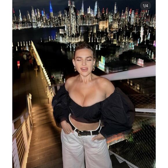 ASOS Black Off Shoulder Puff Sleeve Corset Crop Top Balloon Sleeve sz US 6 - Picture 4 of 11